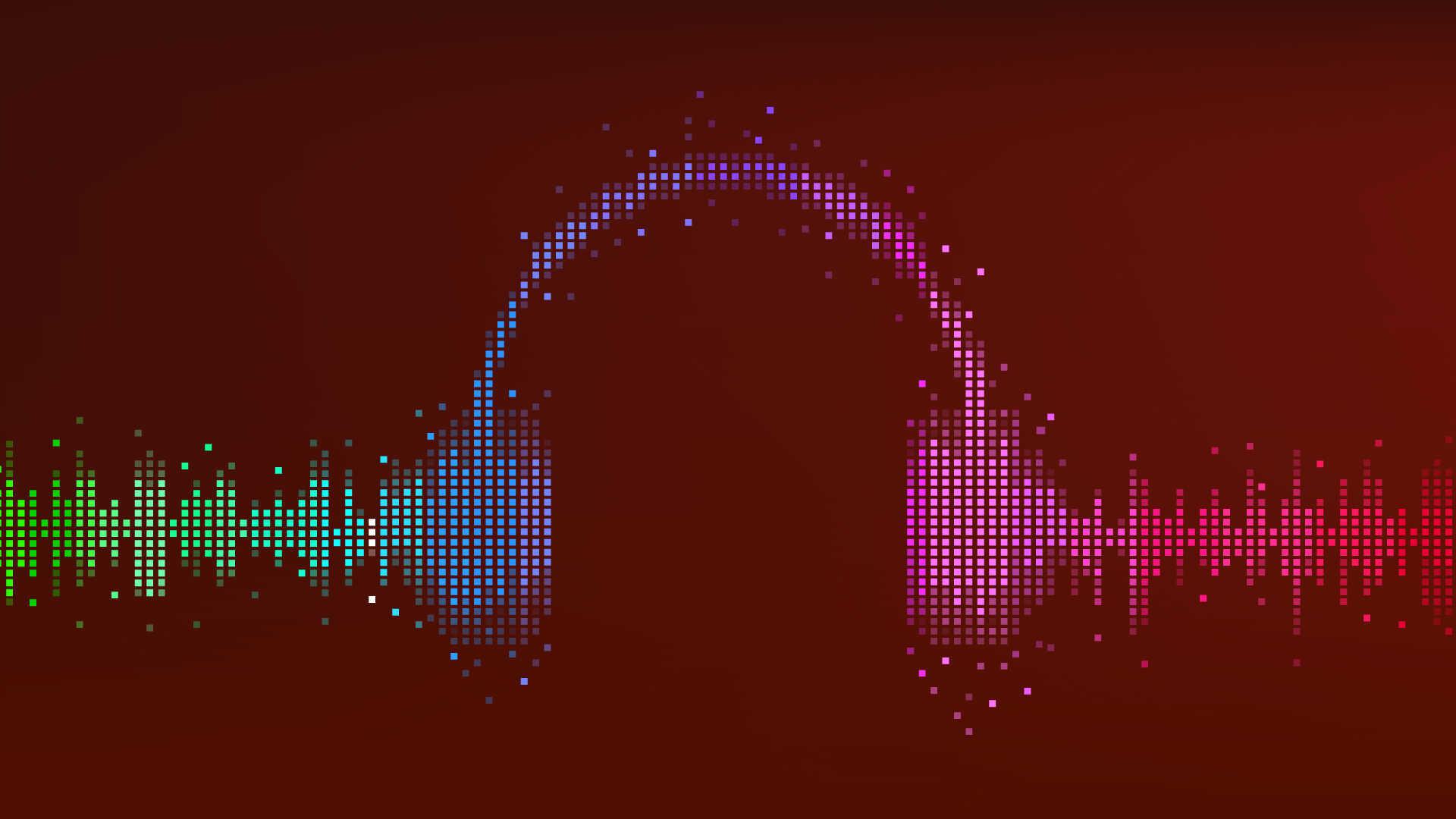 colorful squares form shape of headphones