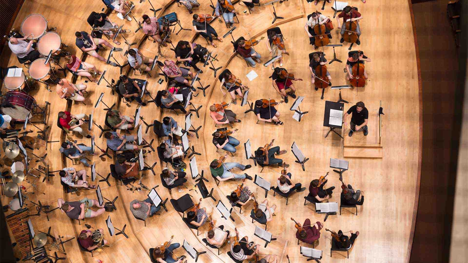 Overhead view of orchestra