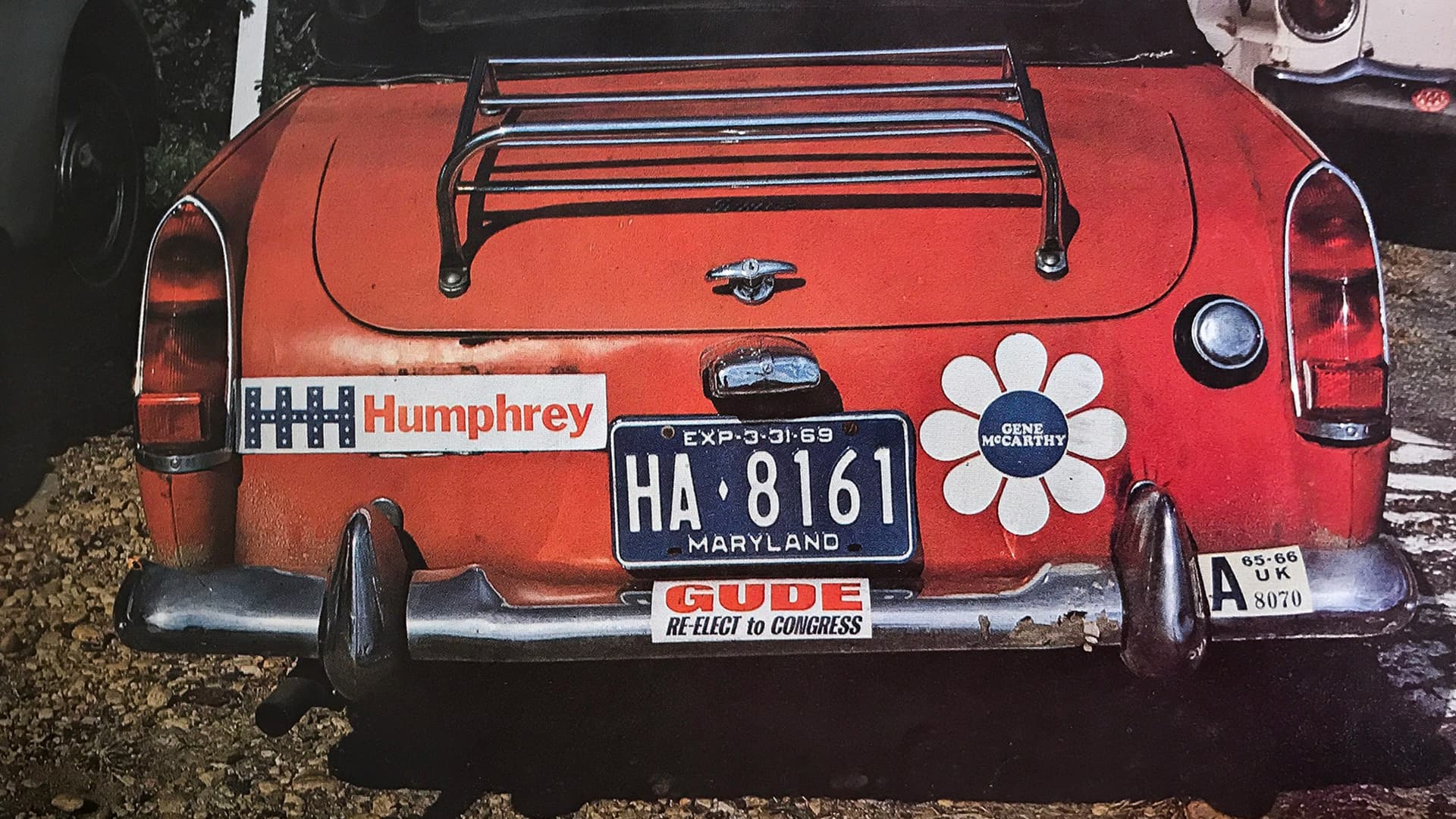 Bumper stickers for U.S. Sen. Eugene McCarthy and Vice President Hubert Humphrey