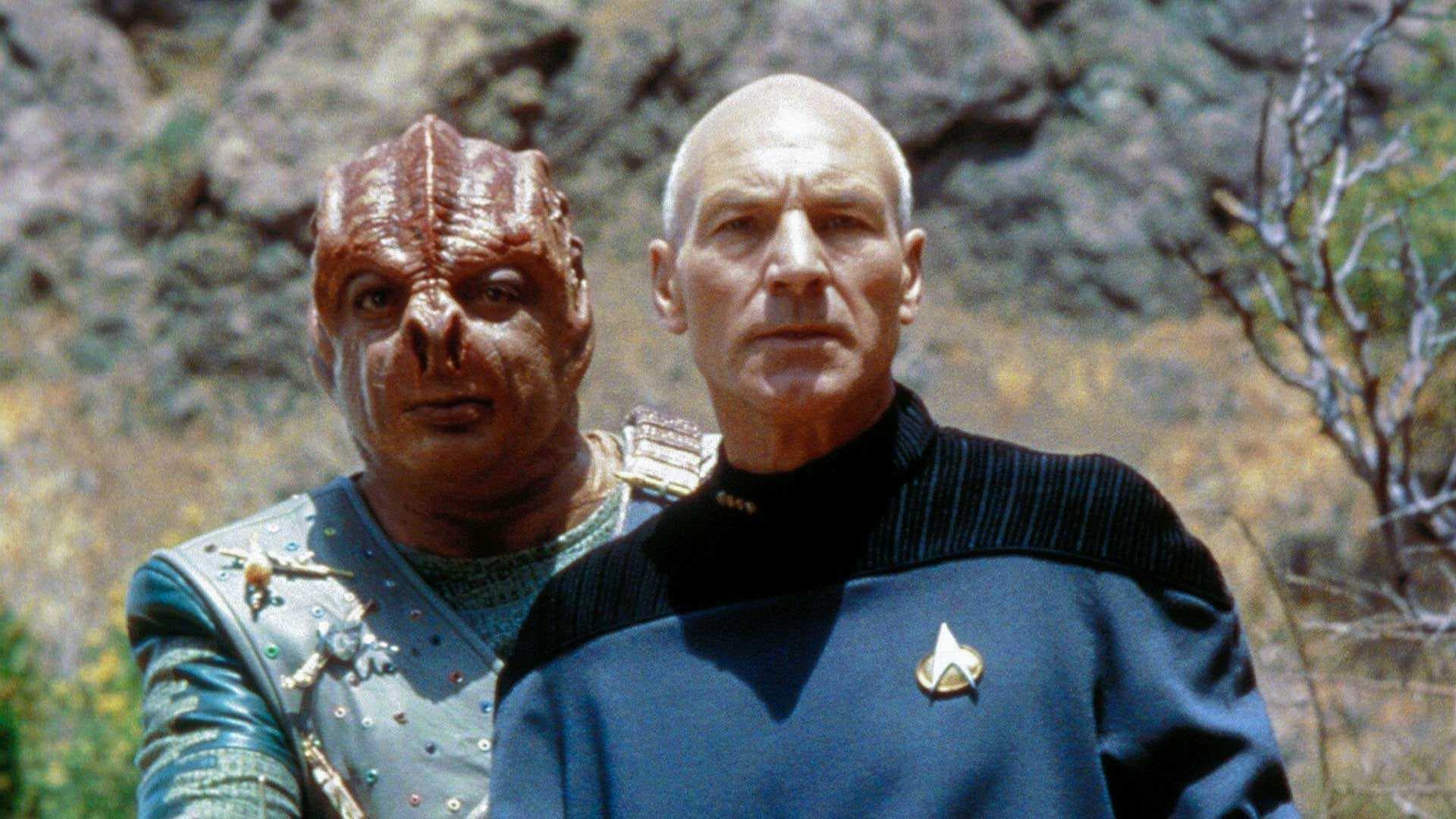 Winfield and Stewart in "Star Trek: The Next Generation"