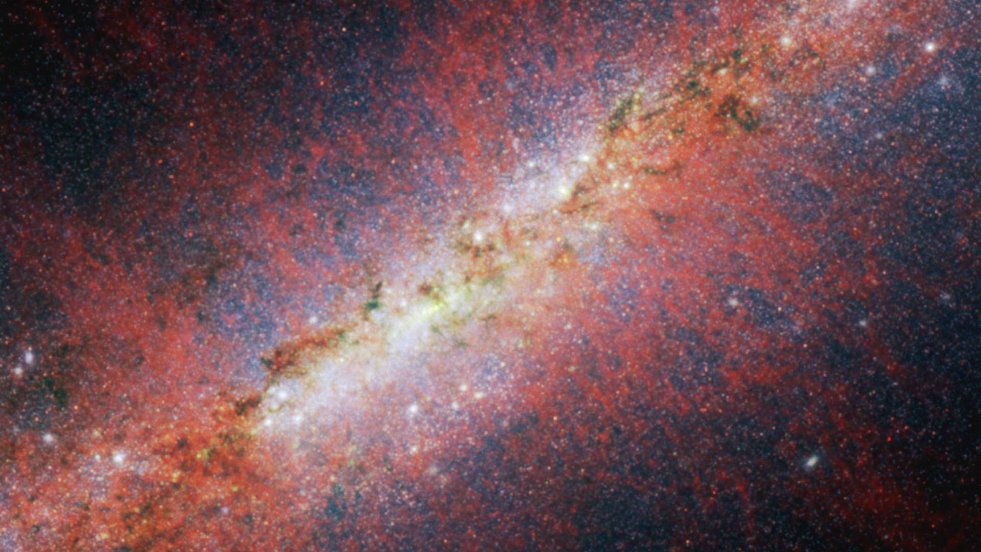 M82 galaxy as seen by webb telescope