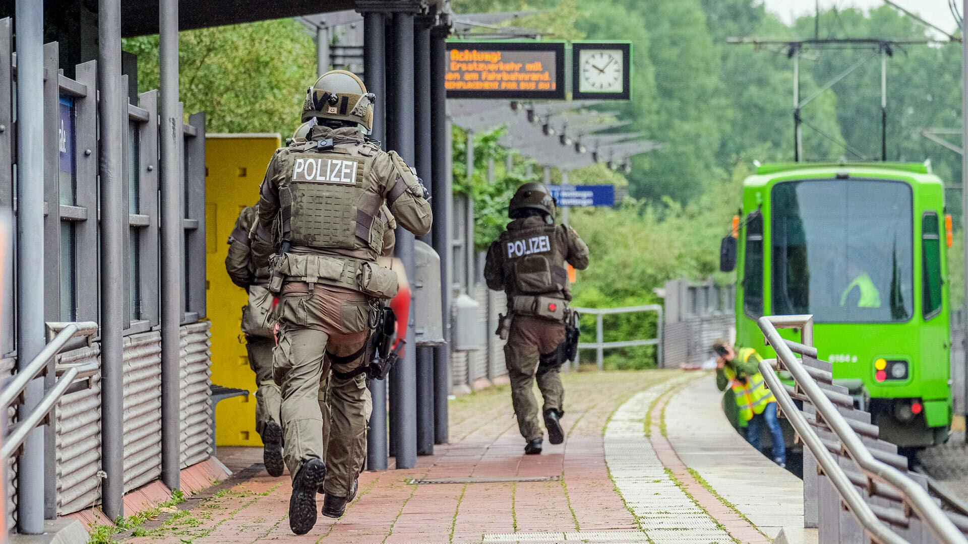 A counterterrorism unit from the state of Lower Saxony conducts a training operation in Hanover, Germany in July.