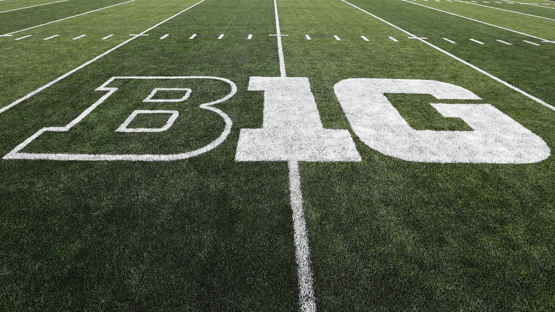 Big Ten B1G logo on football field