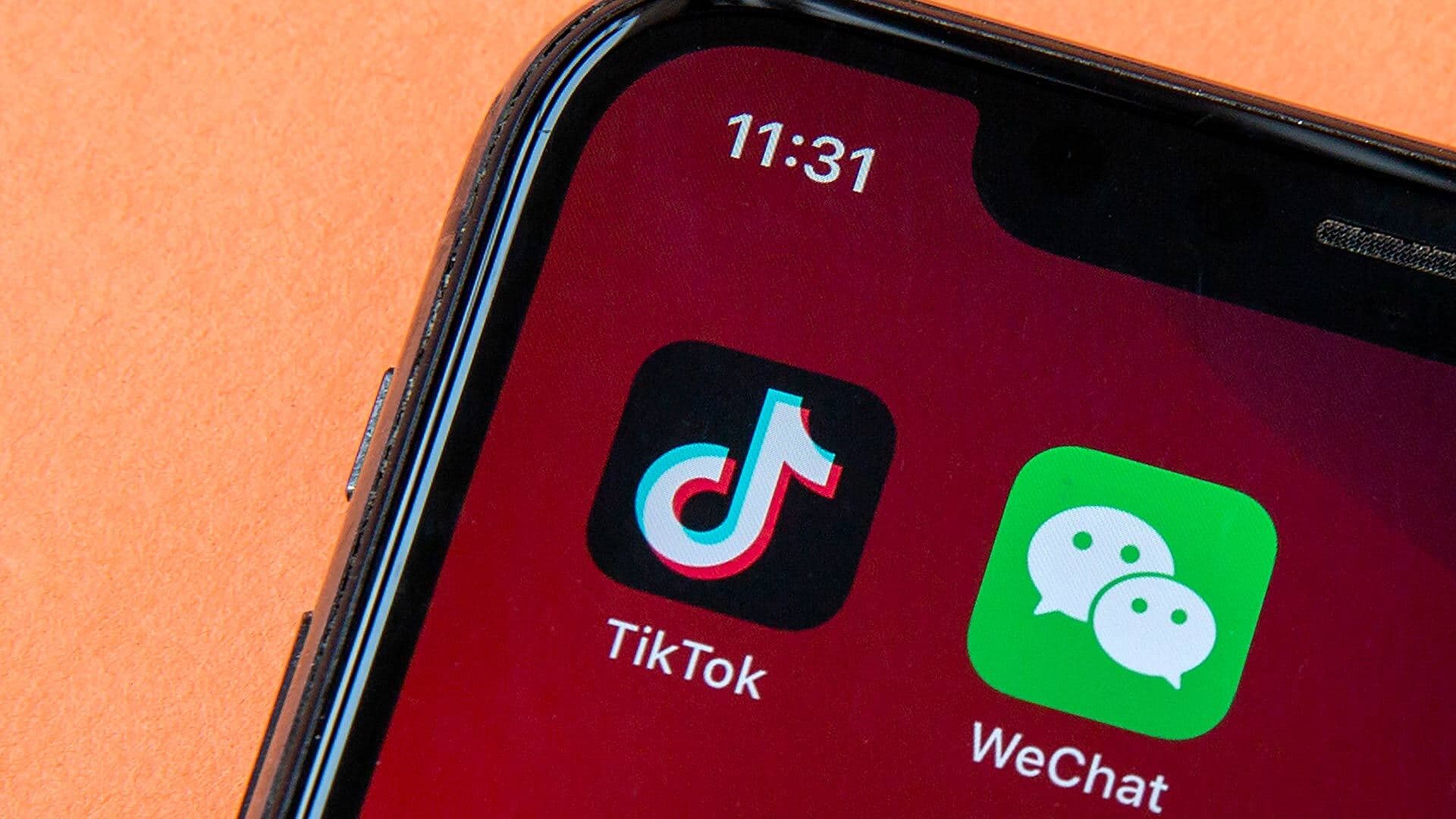 Smartphone showing TikTok and WeChat apps