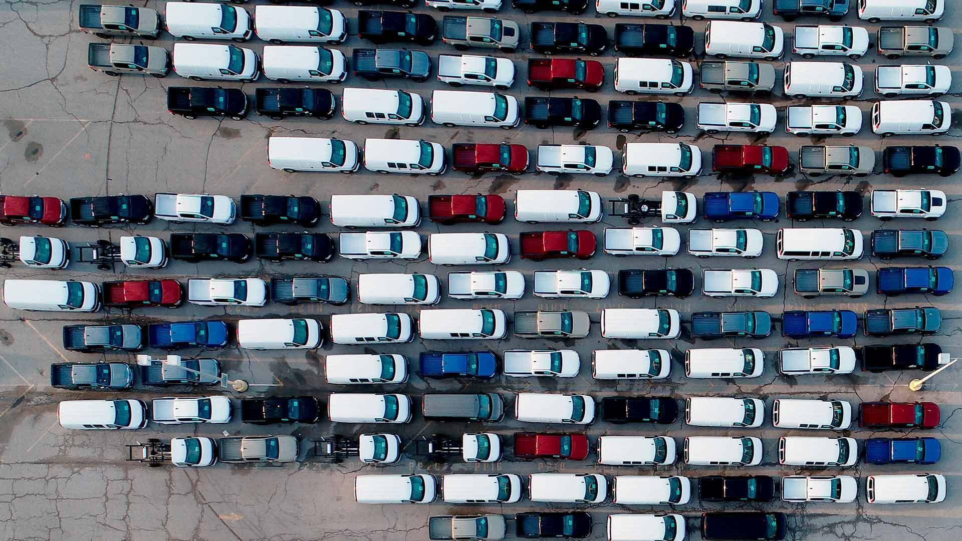 Aerial view of cars