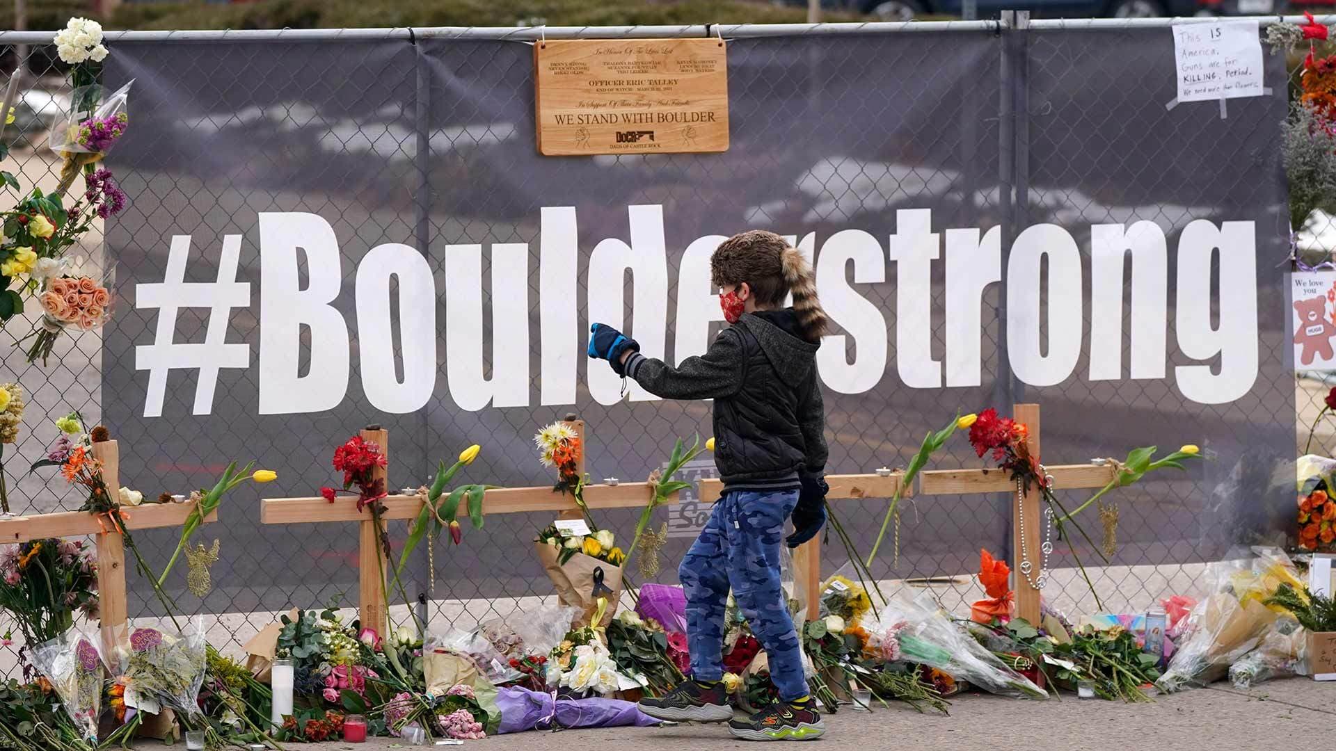 Boulder Strong memorial with flowers