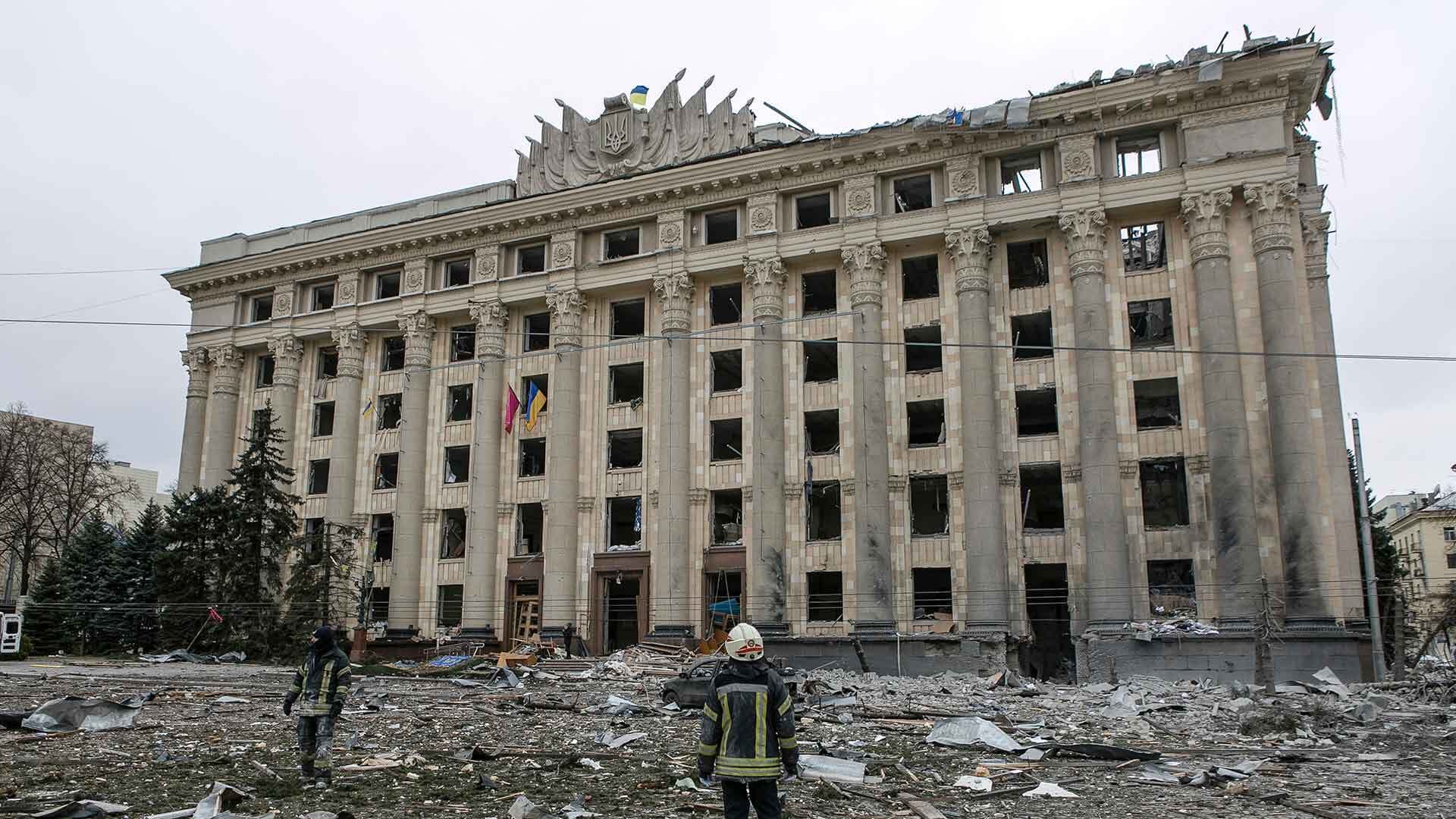 Kharkiv’s Freedom Square, damaged after bombing