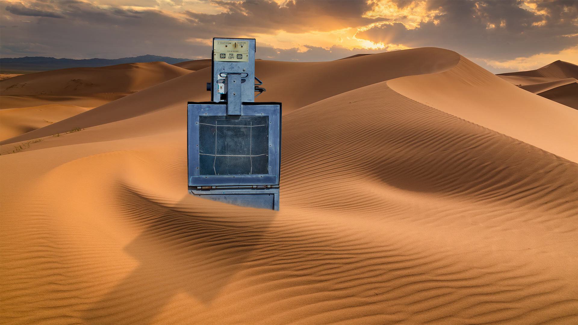 news stand in a desert