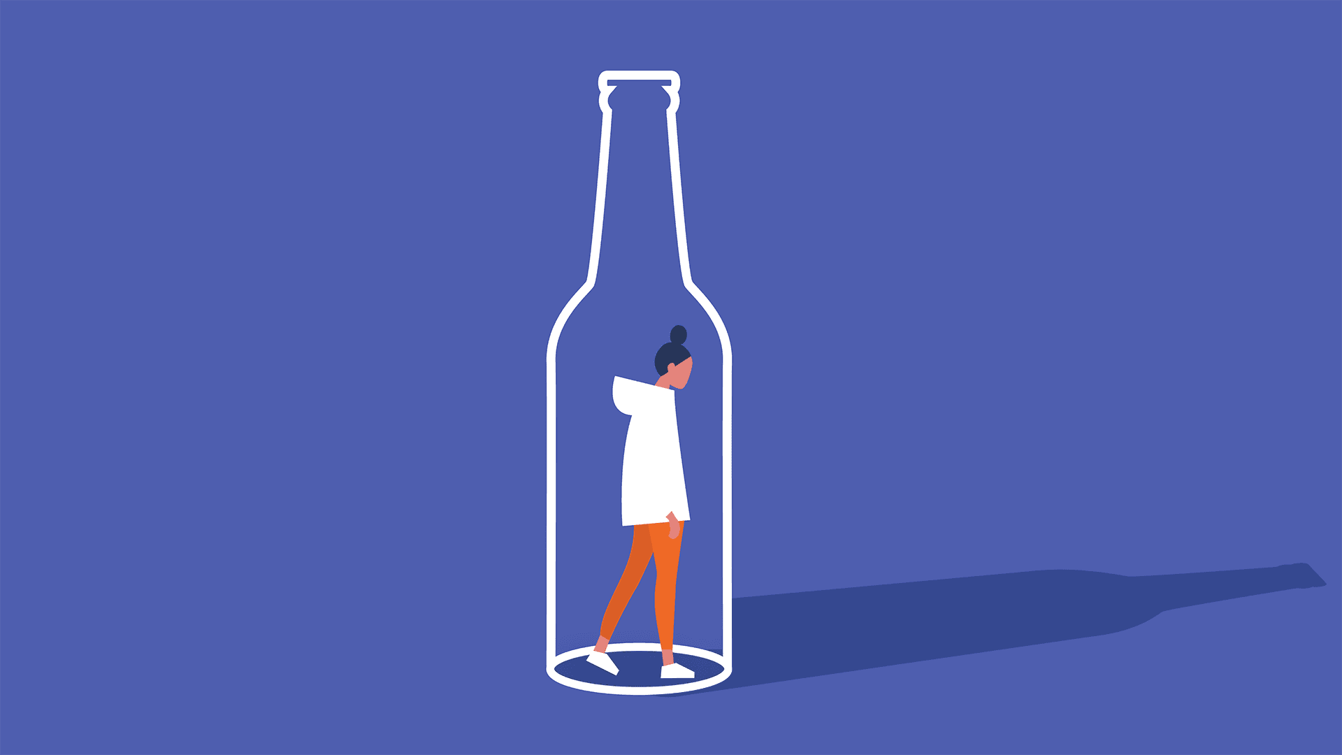 Illustration of a woman inside a bottle