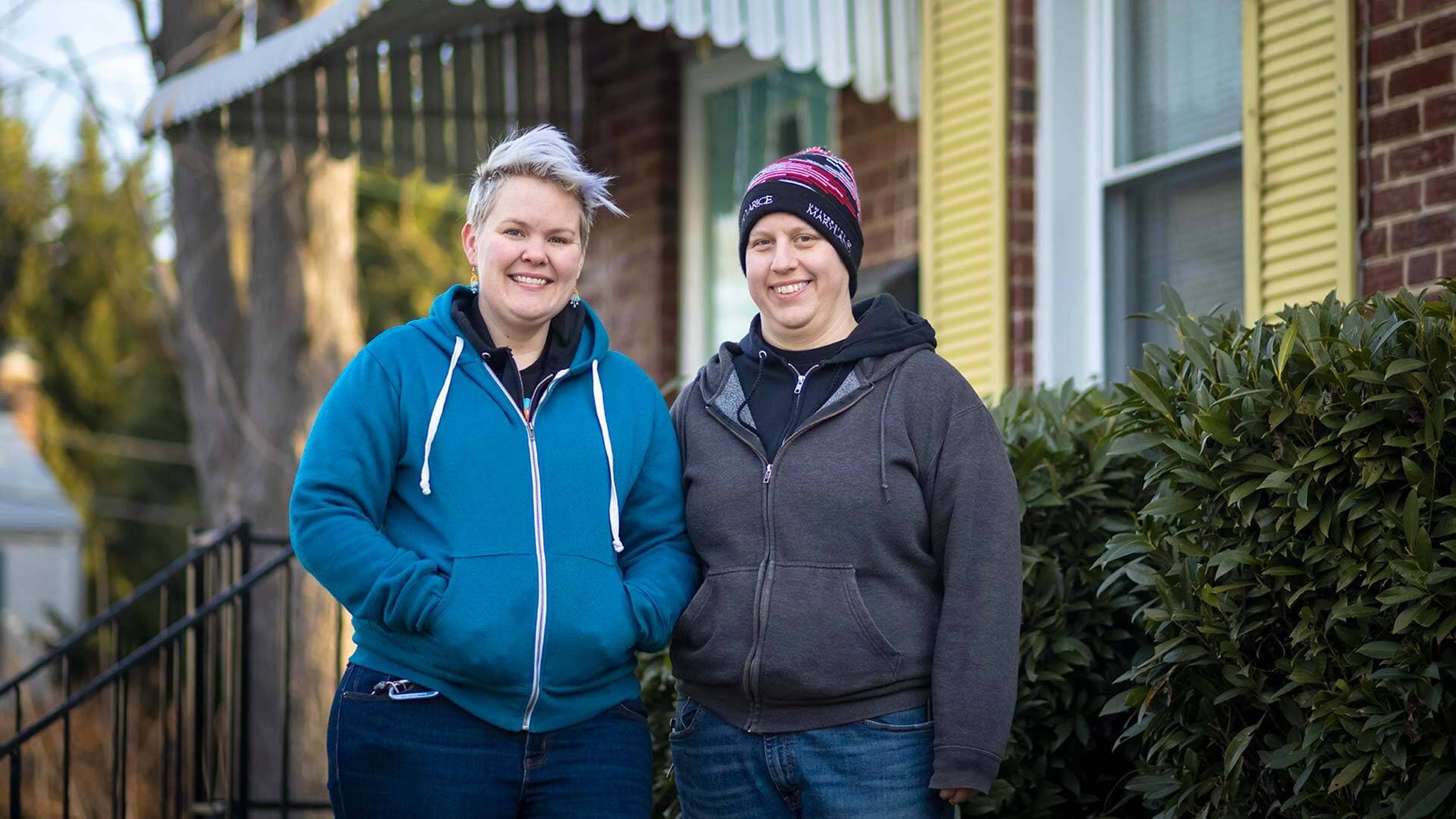 Andrea Ball and Sandy Everett outside their College Park home