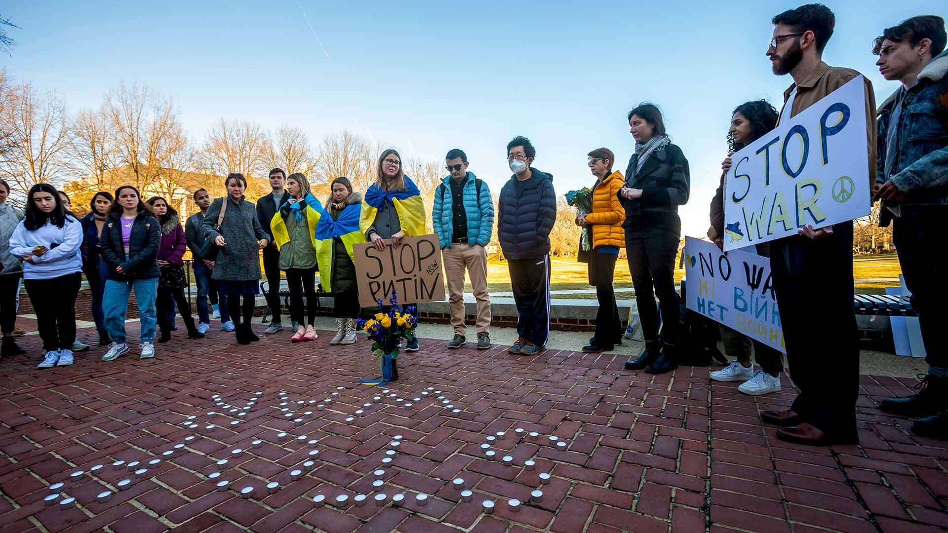 Students gather at Ukraine peace rally