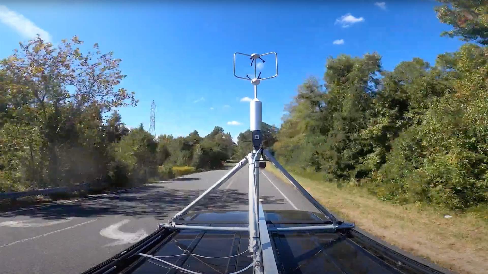 air monitoring equipment rides atop truck