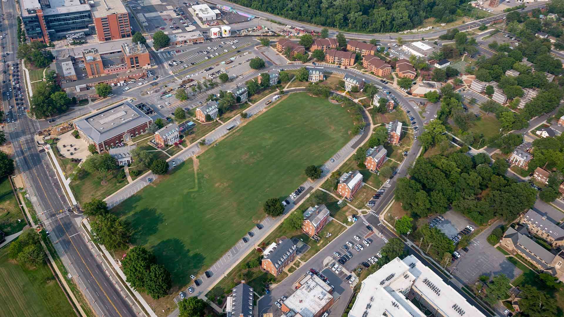 Aerial showing Fraternity Row