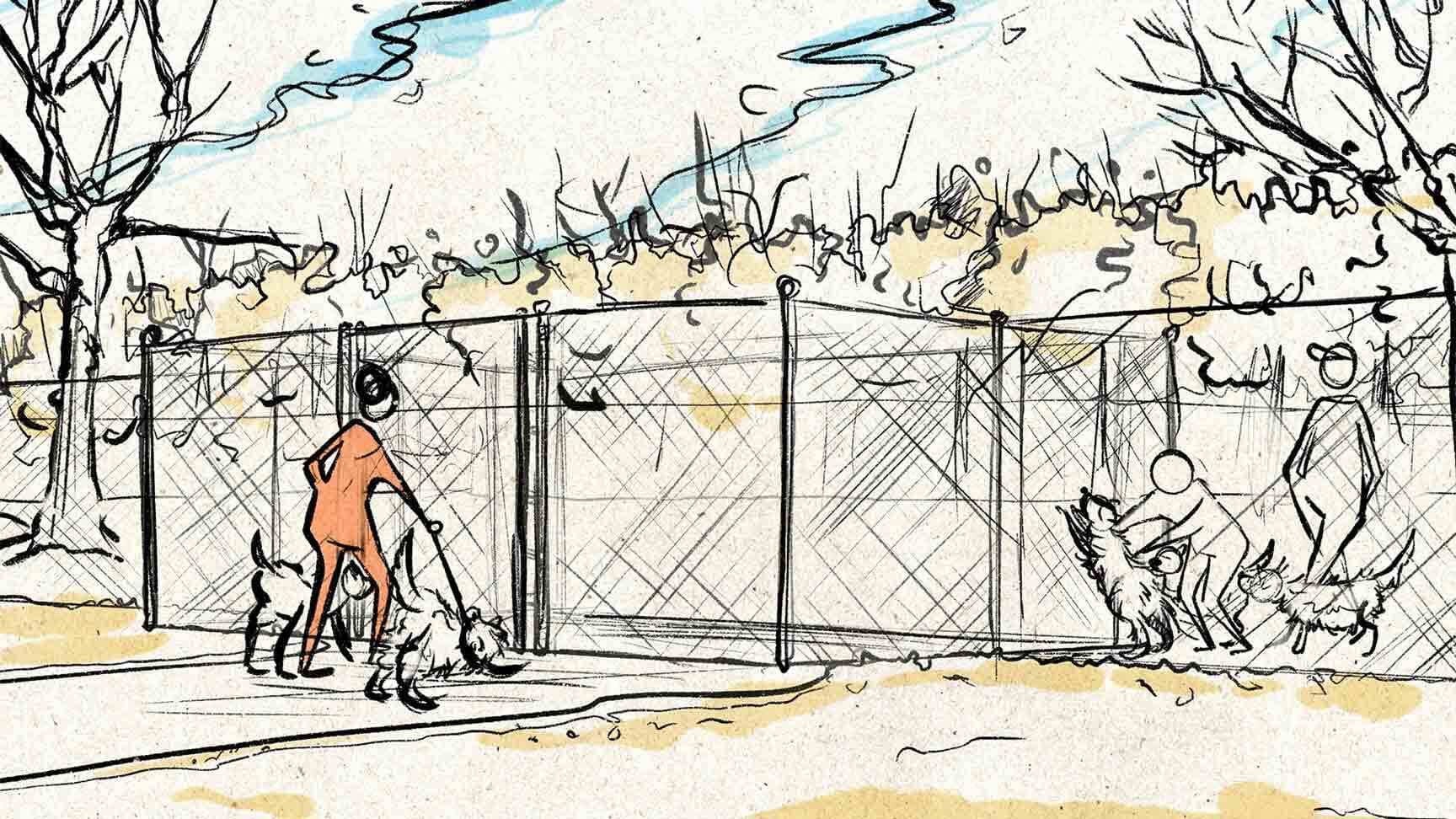 Sketch of a dog park