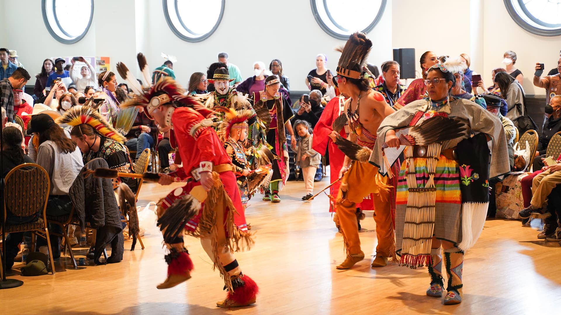 Native Americans dance at UMD Pow Wow