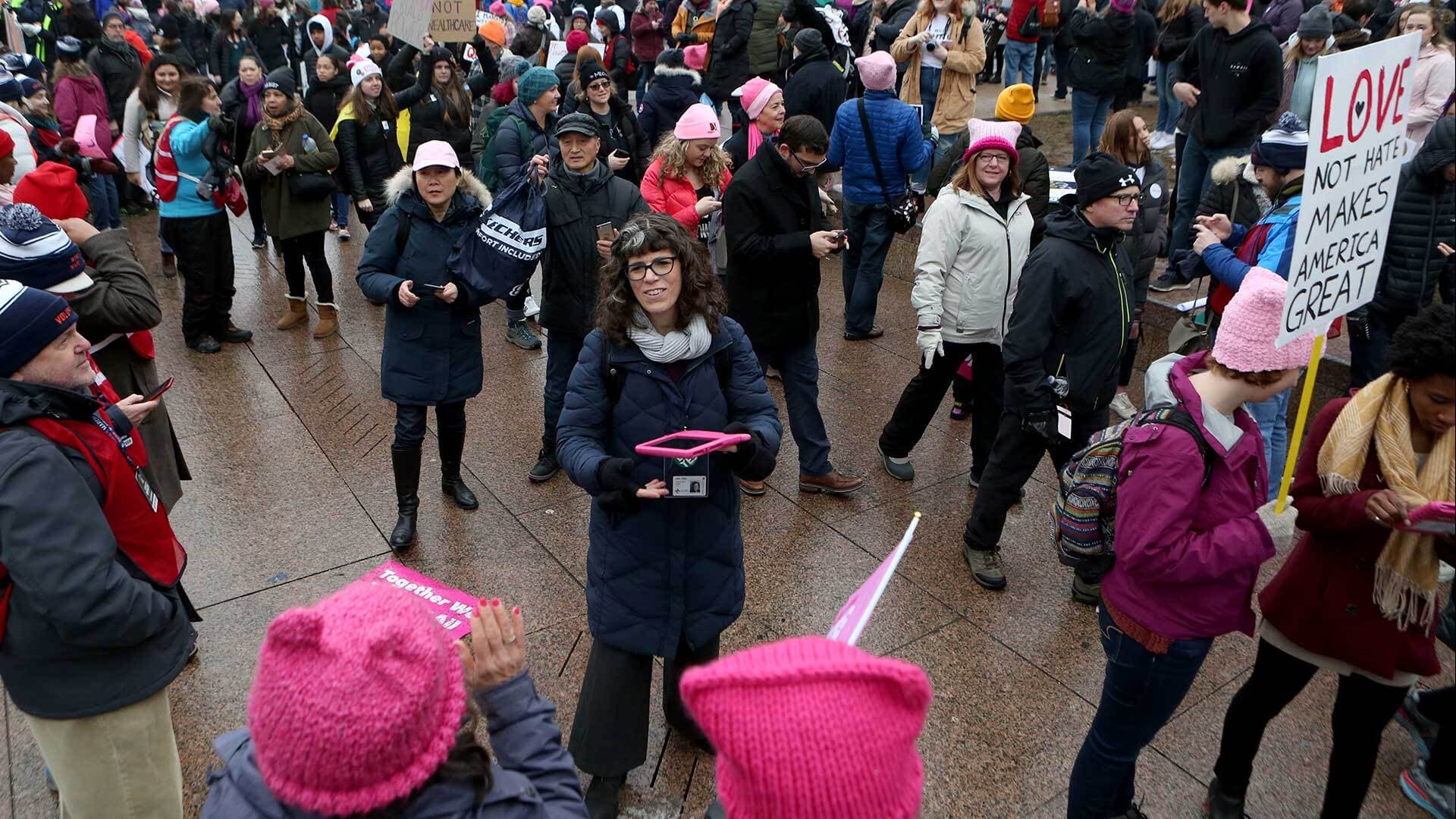Dana Fisher in a crowd at a previous Women's March