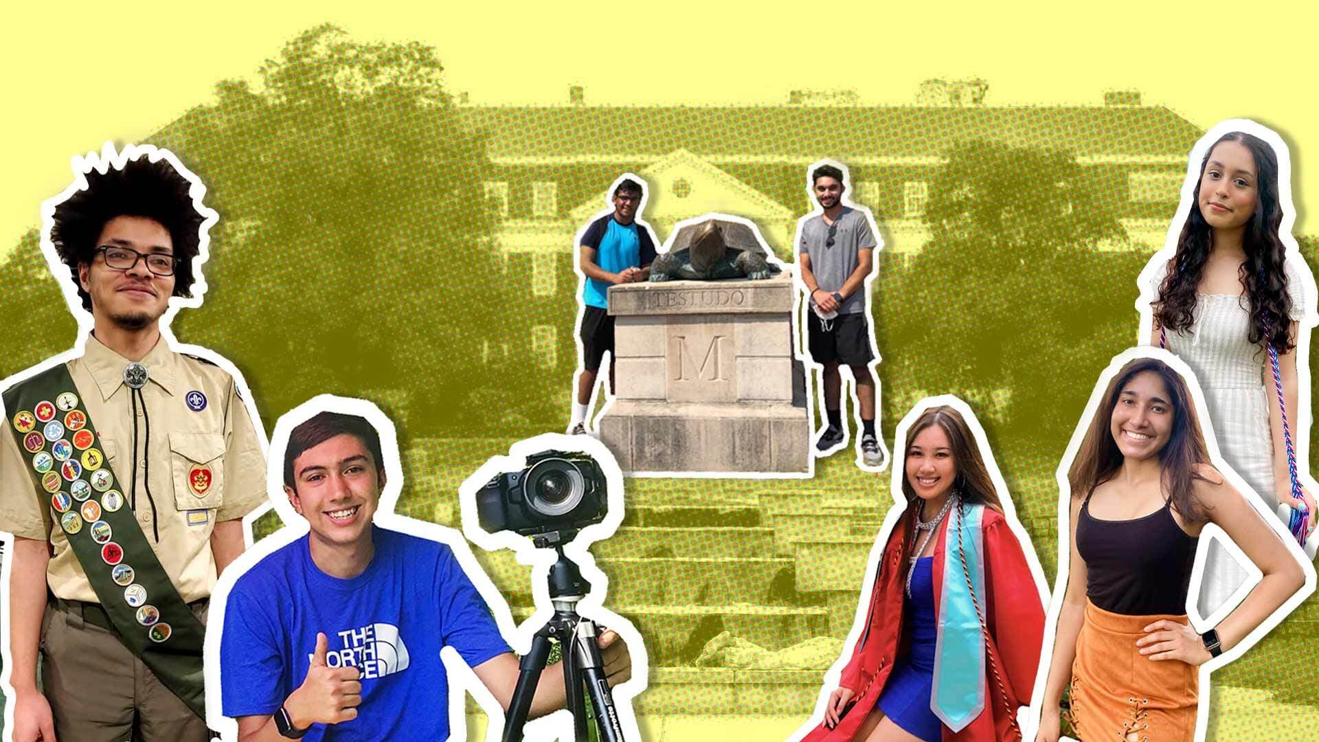 Collage of freshmen on UMD campus