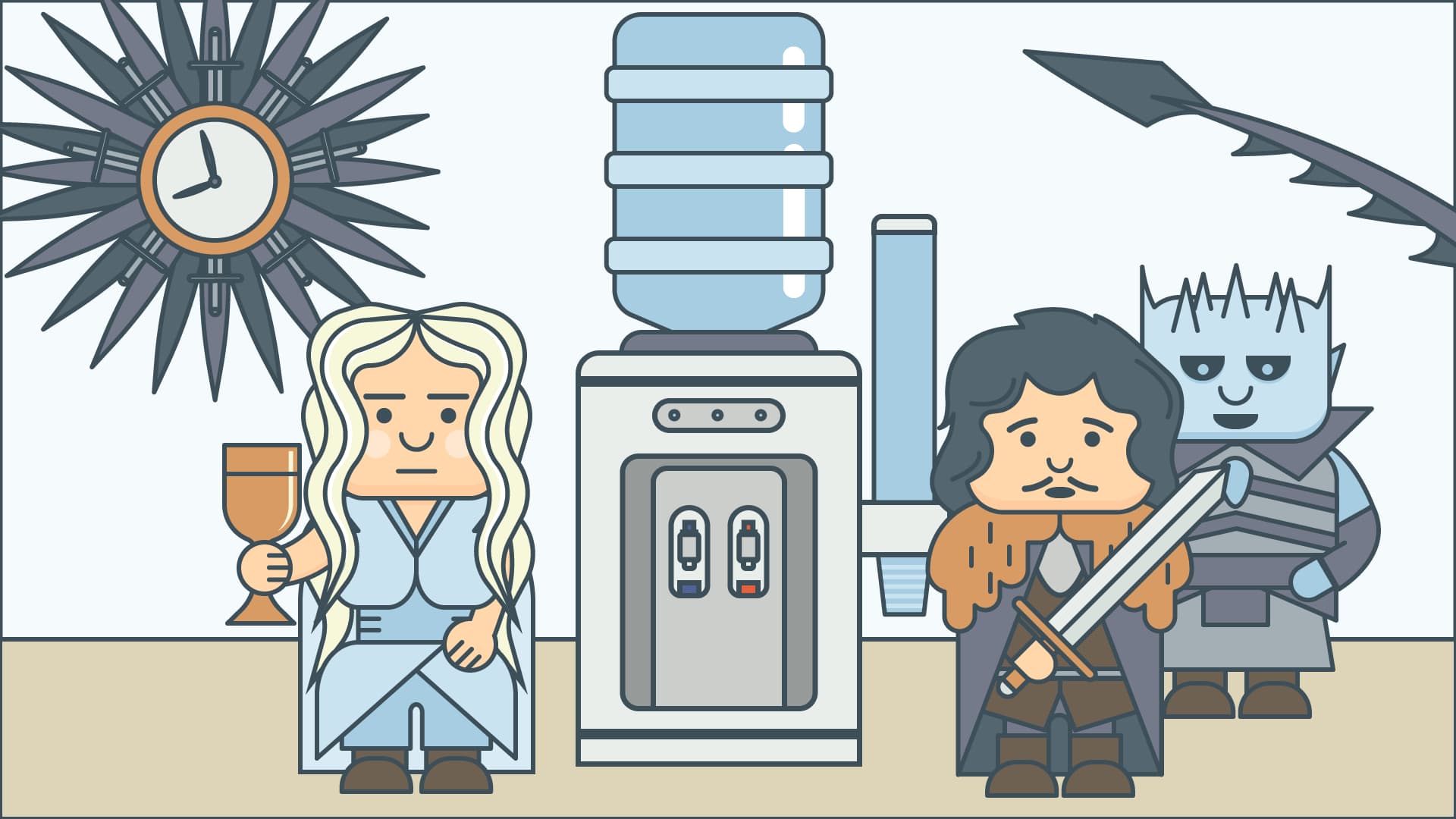 Game of Thrones water cooler illustration