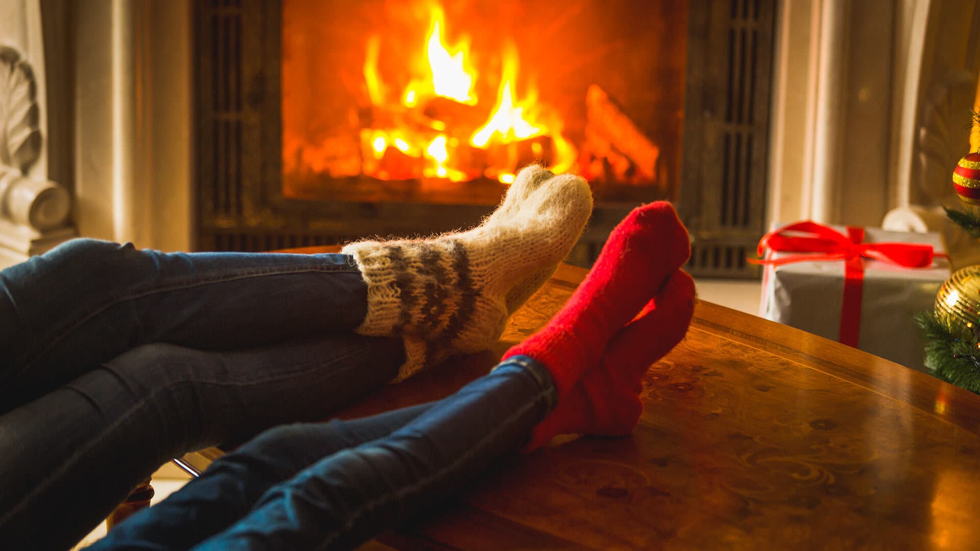 Socks by the fireplace