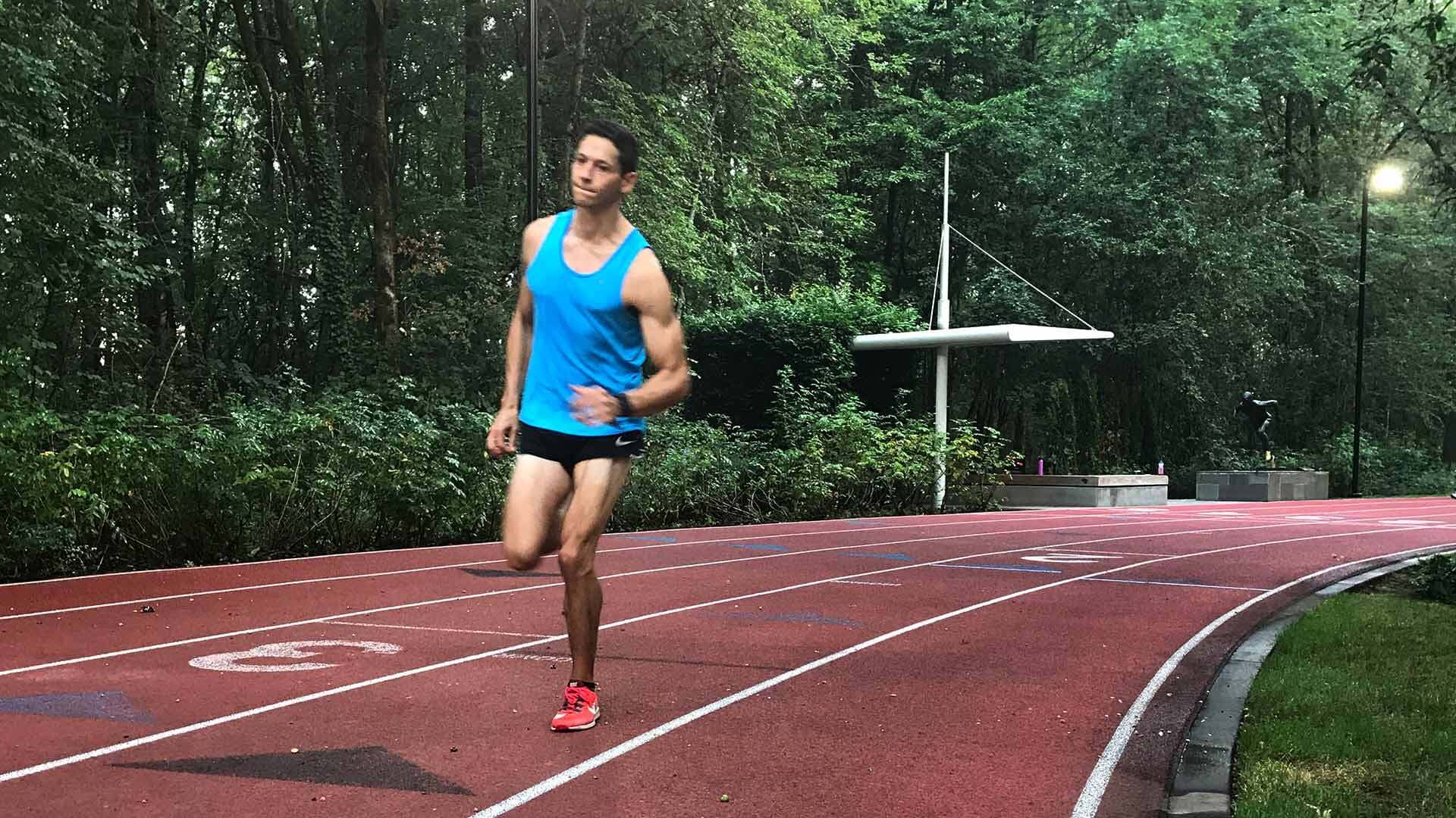 Jason Hershman ’11 runs on a track