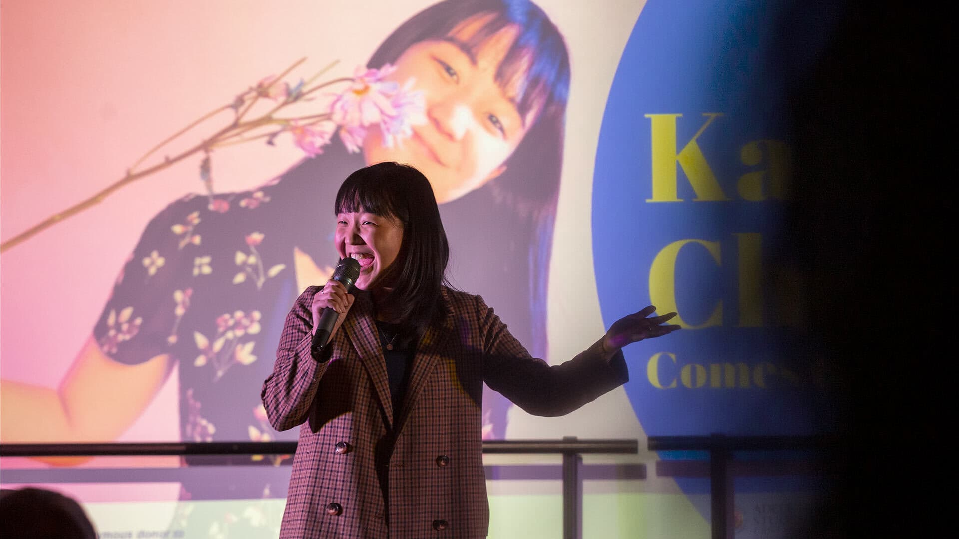 Comedian and writer Karen Chee peforms Friday at the Stamp Student Union to help mark the 20th anniversary of UMD's Asian American Studies program.