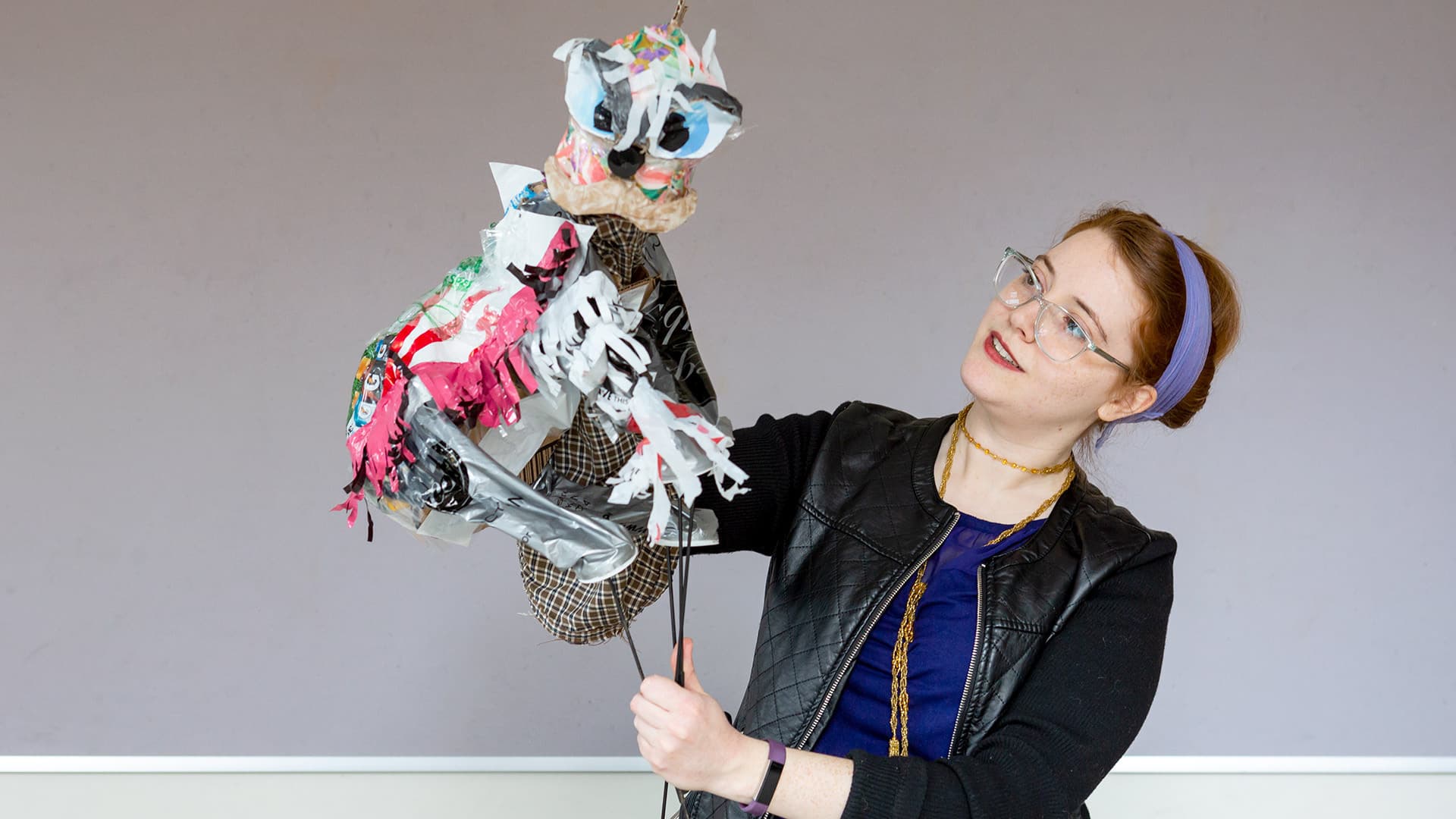 Kristen P. Ahern MFA ’19 with her puppet