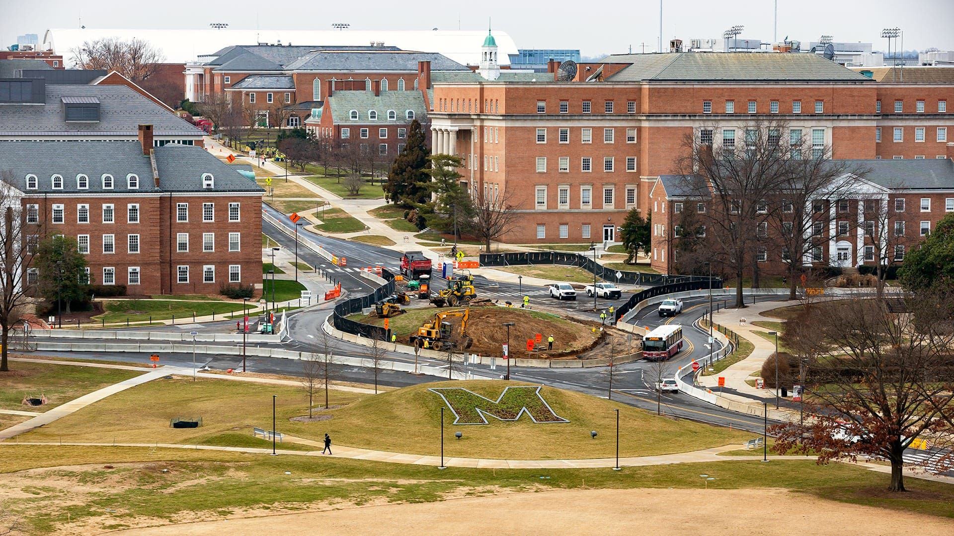 View of traffic circle at regents and campus drives from hotel upper floors