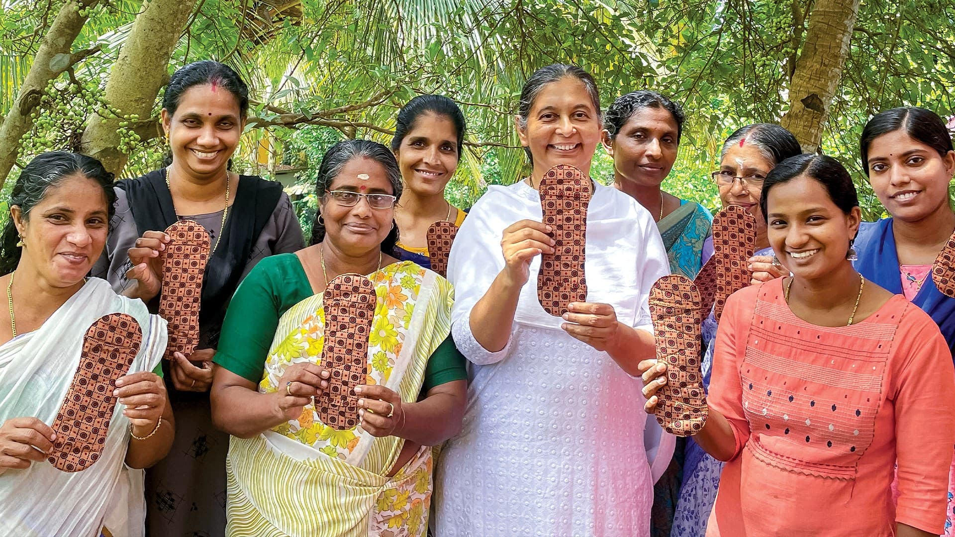 Group holds banana fiber sanitary pads