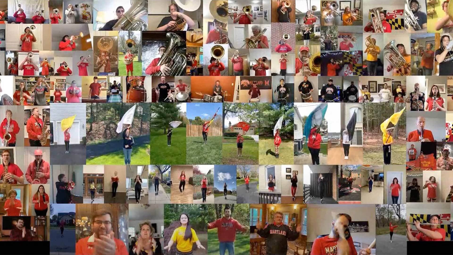 Screengrab of Mighty Sound of Maryland marching band members on Zoom