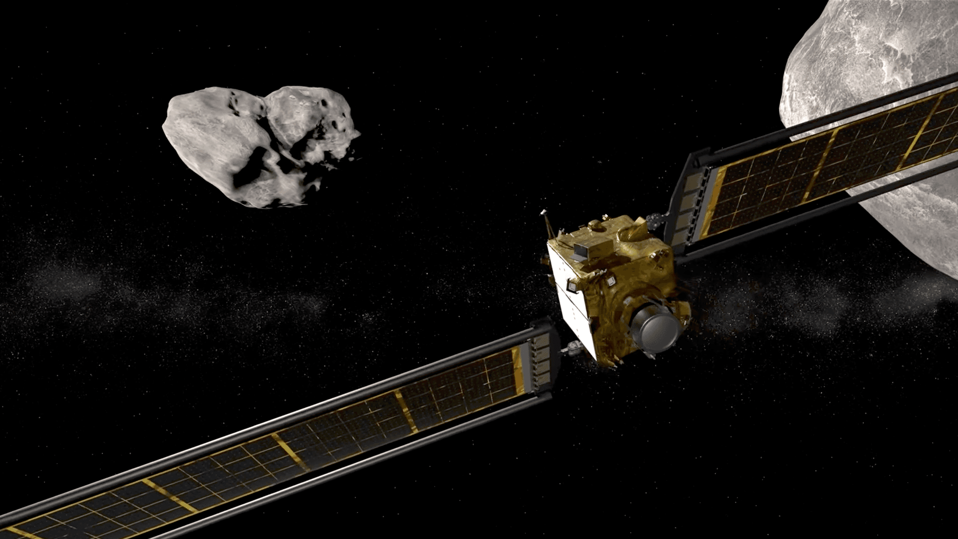 spacecraft approaching asteroid