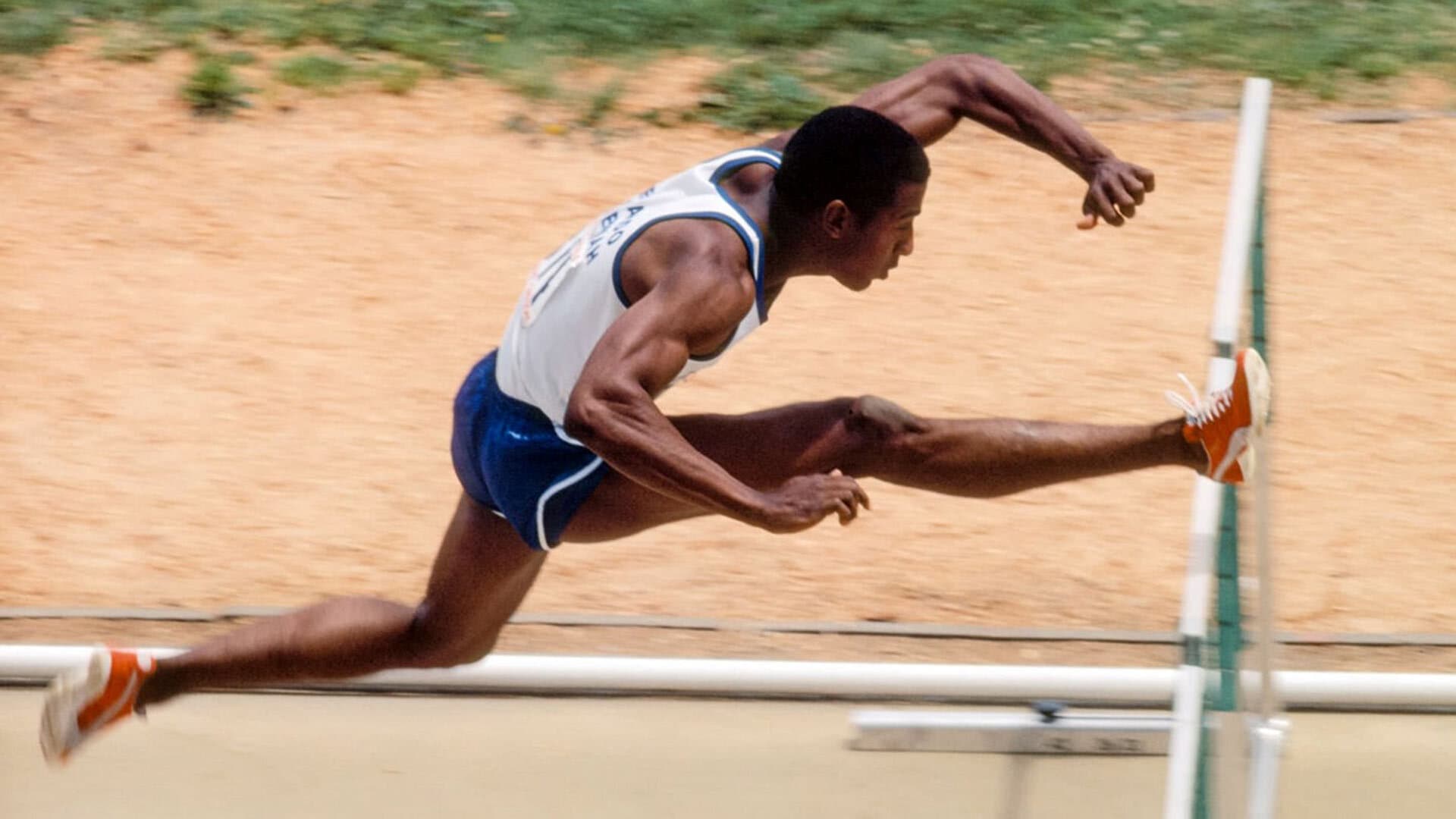 Nehemiah hurdles a hurdle in the 110-hurdles at the 1980 U.S. Olympic trials.