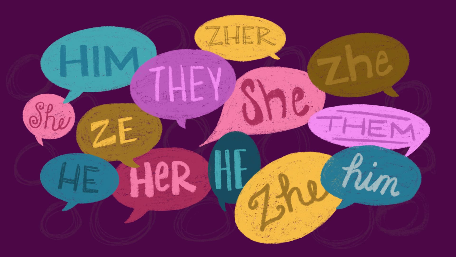 Diverse personal pronouns illustration