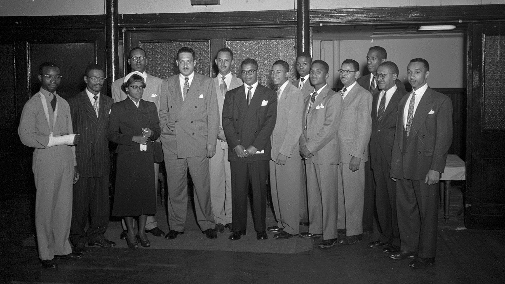 Thurgood Marshall shown with other civil rights activists