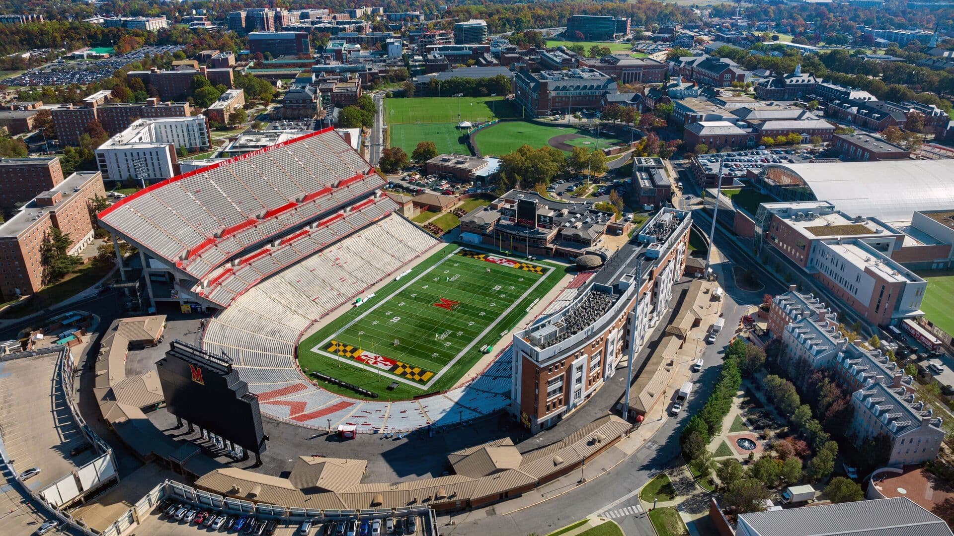 aerial view of SECU Stadium