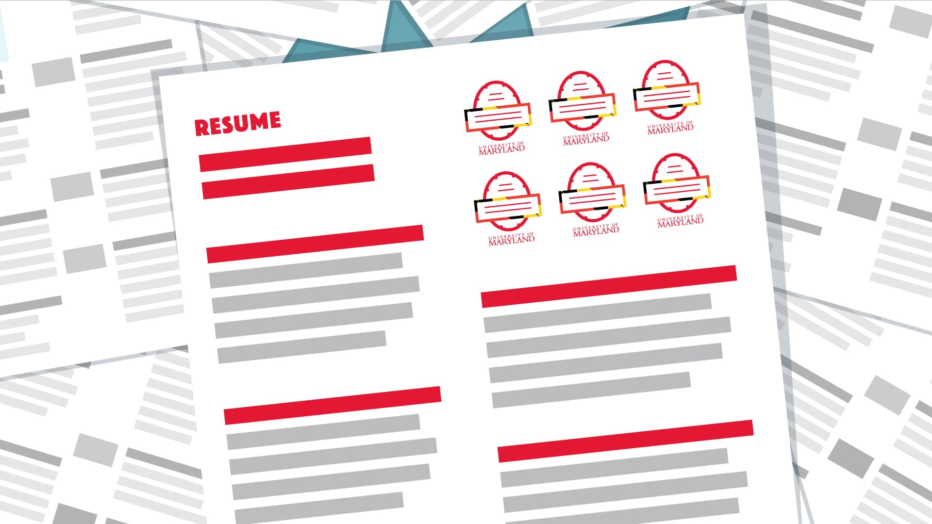 Resume illustration with digital badges