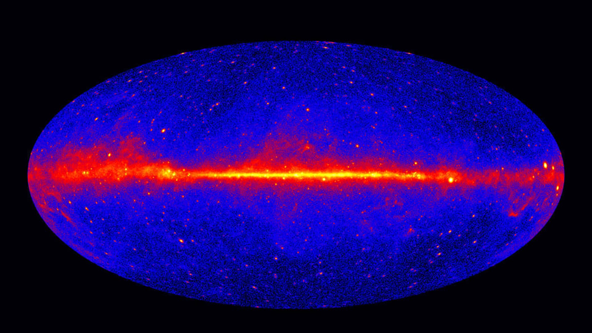 Gamma-rays detected by the Fermi Gamma-ray Space Telescope from 2008 to 2017 form a map of the entire sky