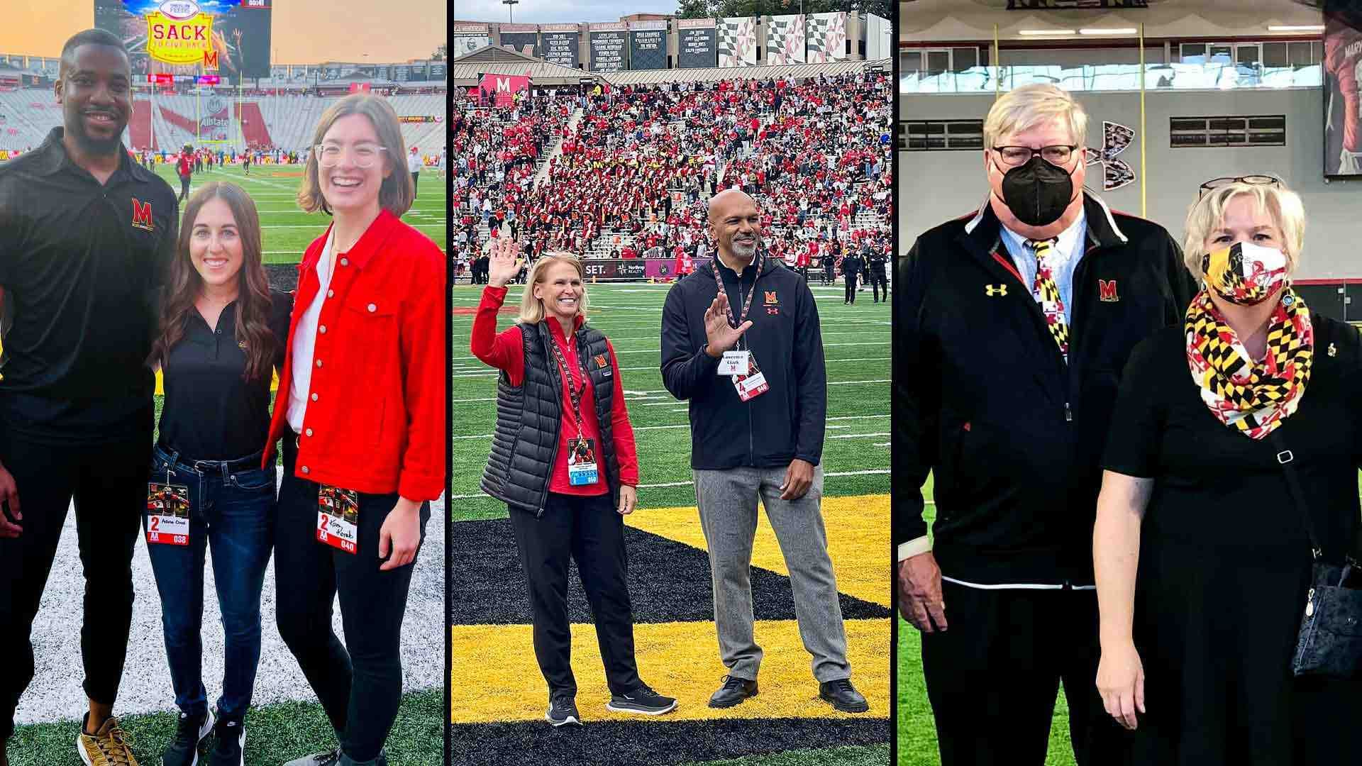 collage of guest coaches on Maryland Athletics fields