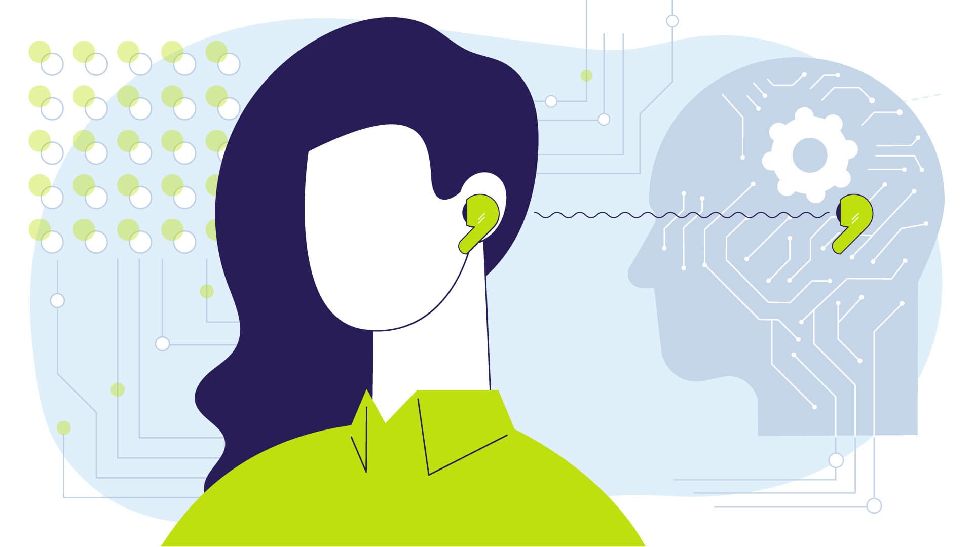 Illustration of person wearing earbuds