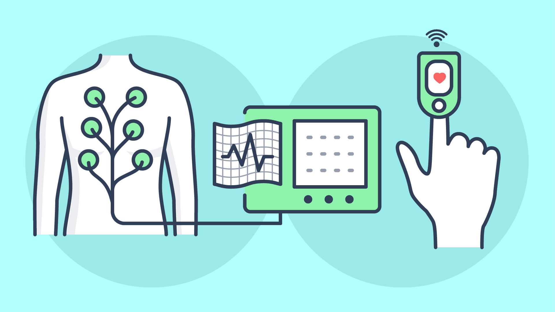 Illustration of ECG and finger sensor heart monitors