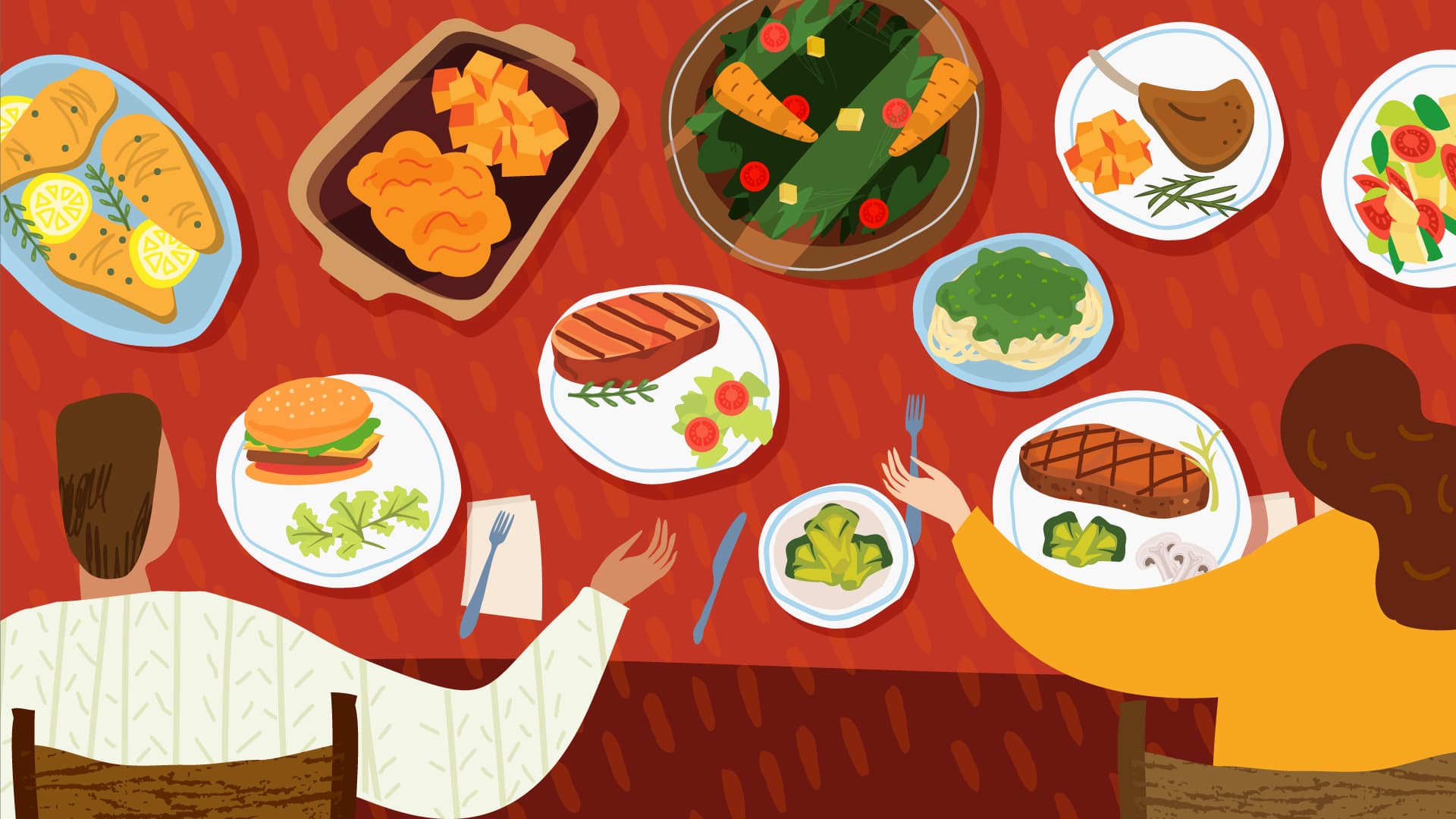 Illustration of a holiday feast