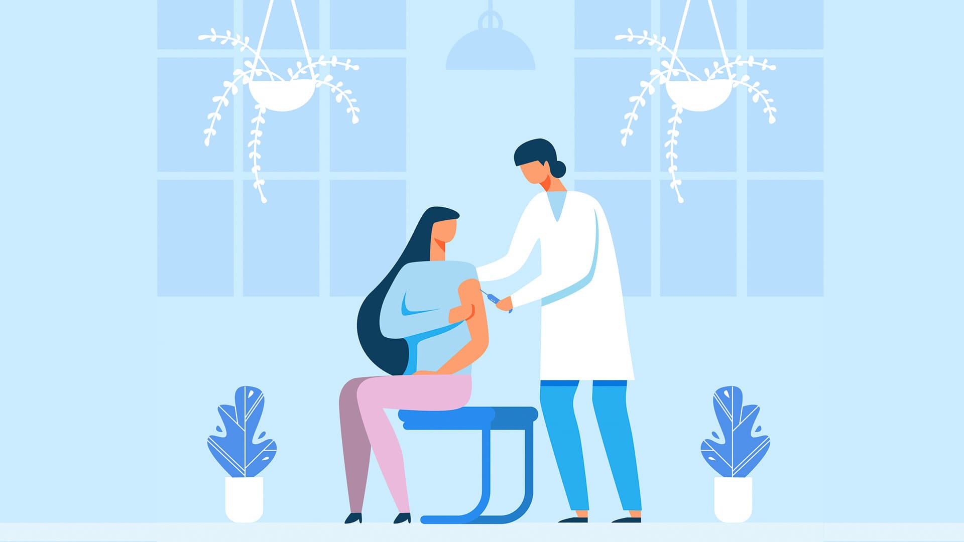Illustration of doctor giving patient a vaccine