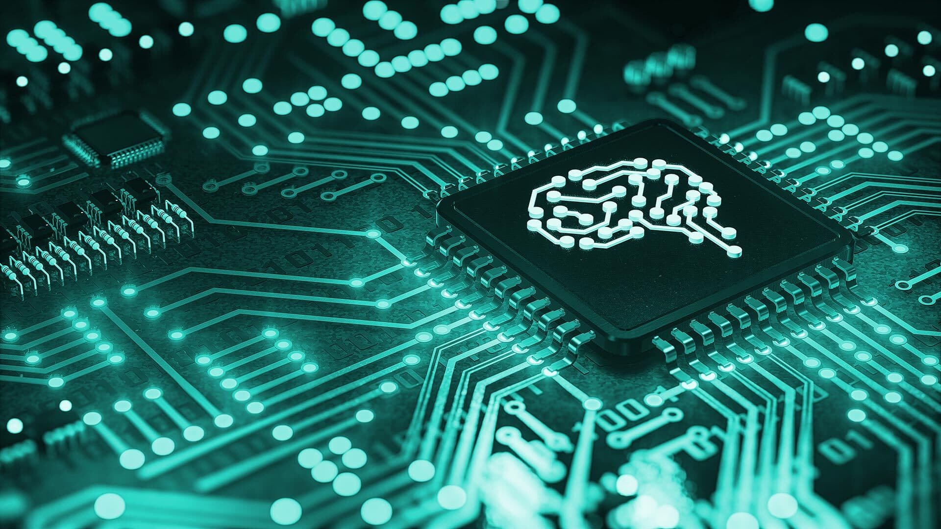 AI illustration of brain on microchip