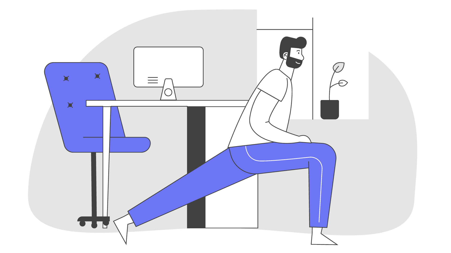 man lunges in office
