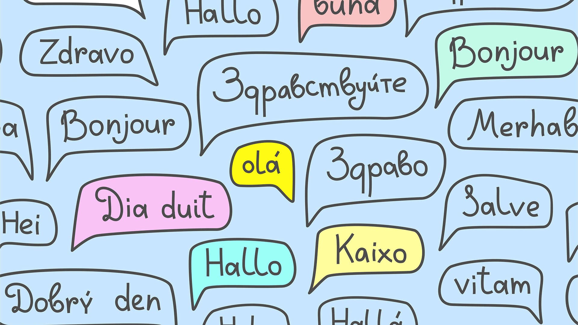 Speech bubbles with different languages