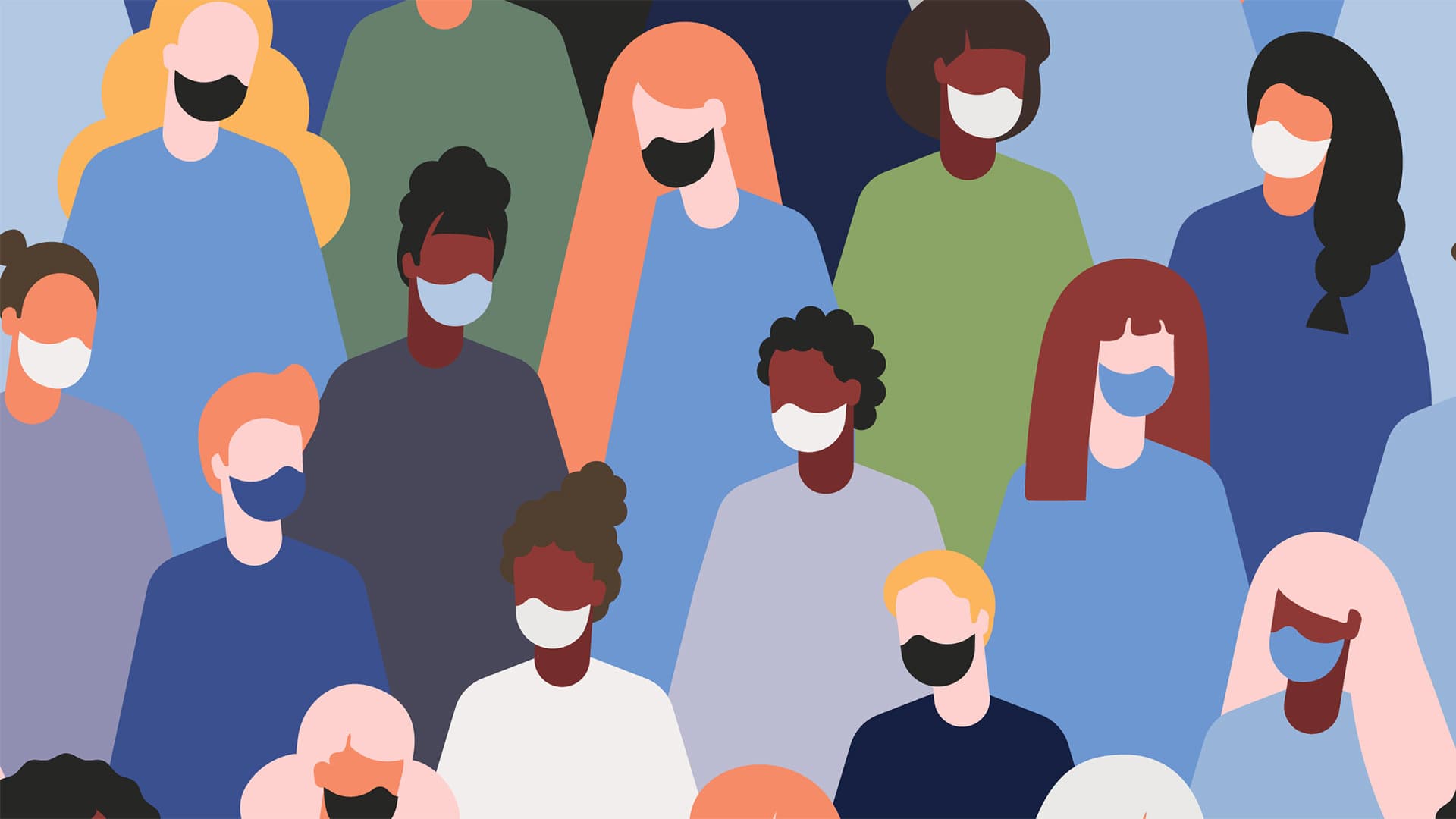 Illustration of people wearing masks