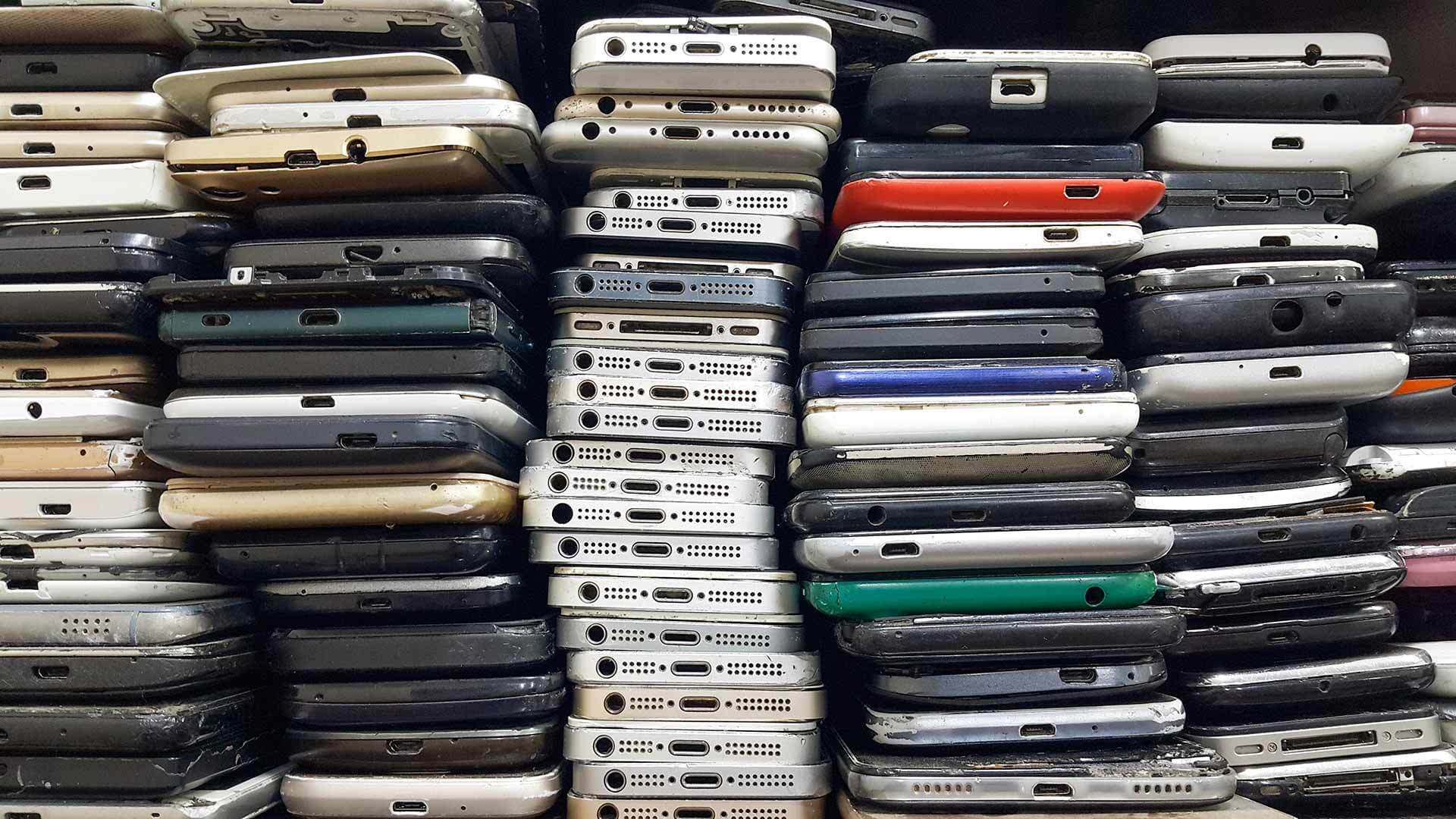 piles of old phones