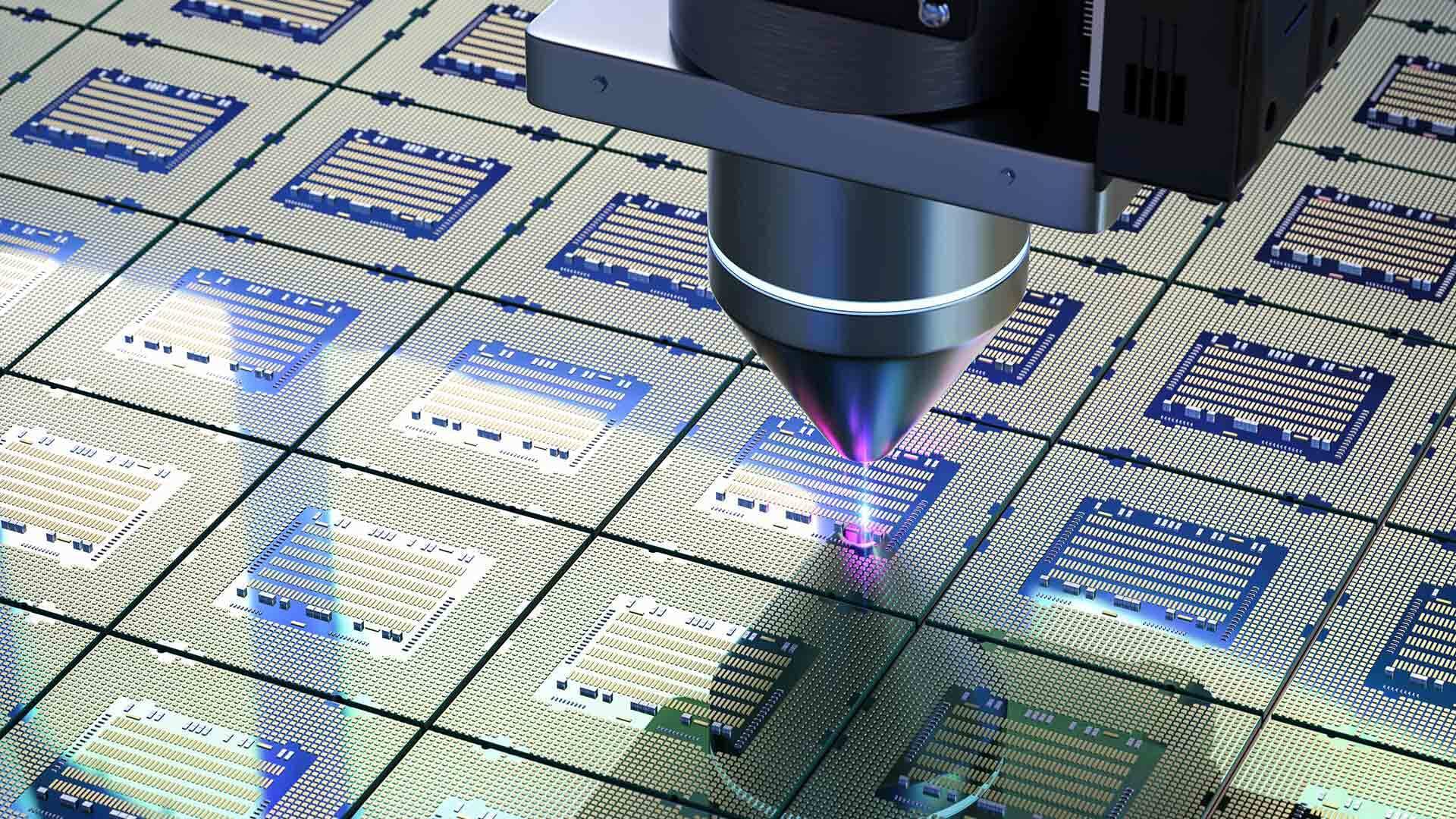 A semiconductor being fabricated