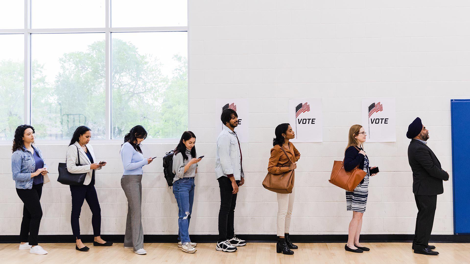 people in line to vote