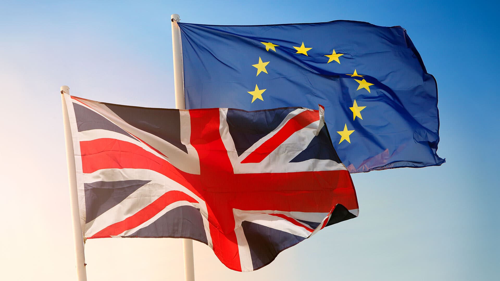 UK and EU flags flying