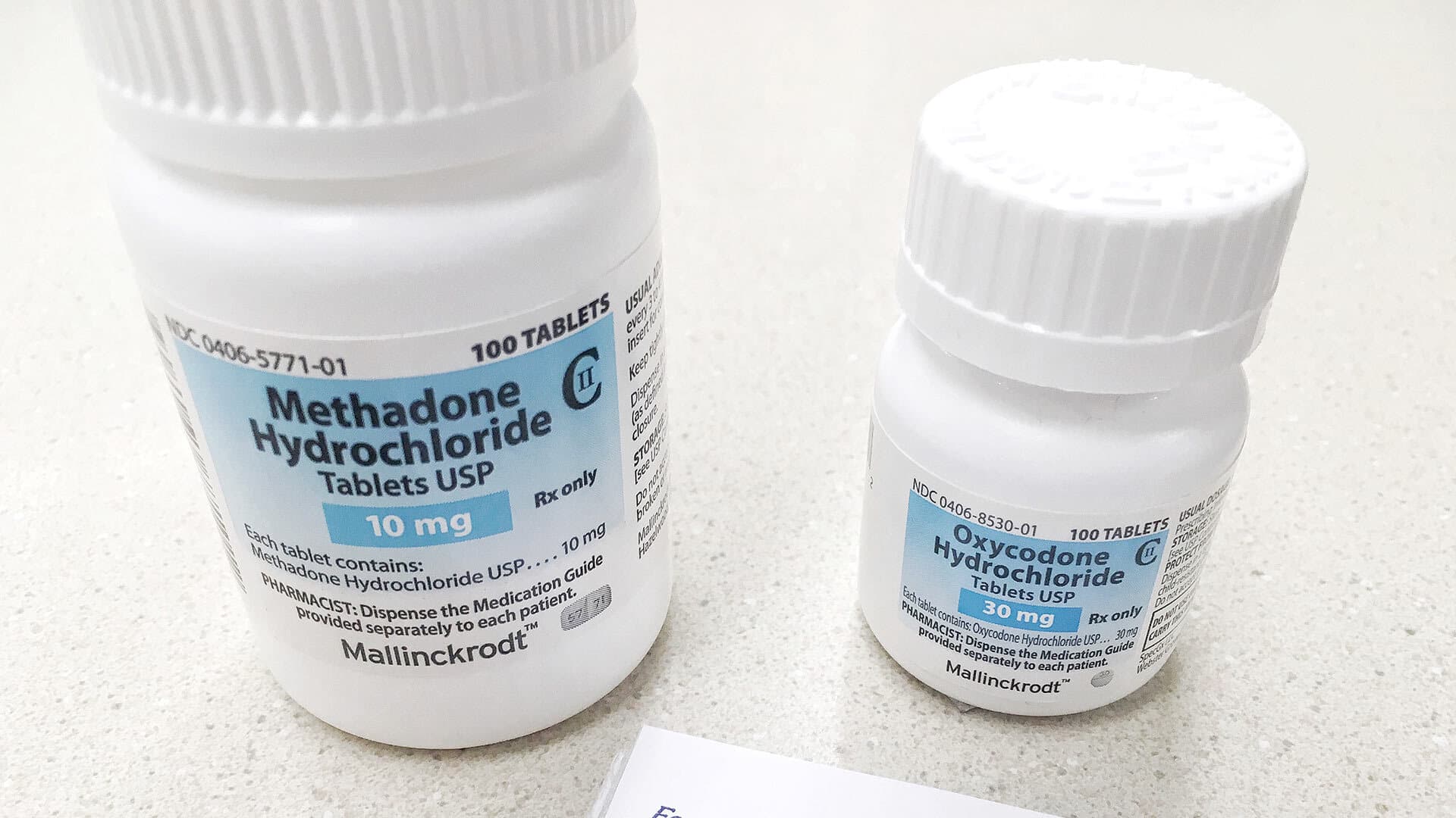 Bottles of methadone hydrochloride and oxycodone hydrochlroide